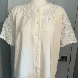 Maison Antoine of Brussels Lace Blouse –Cream White (Bust 43”)